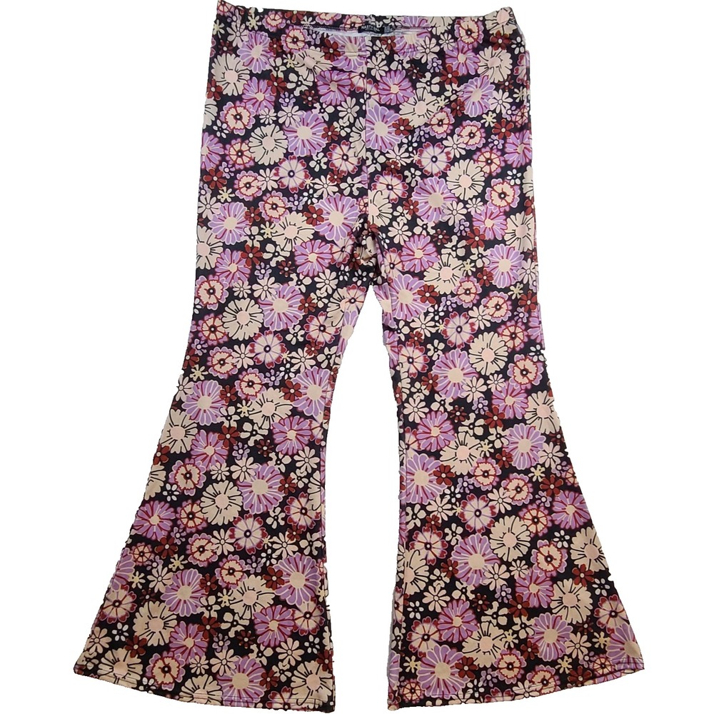 Nasty Gal Womens 20 Floral Flare Pants Purple Pink Retro 70s Bell Bottoms